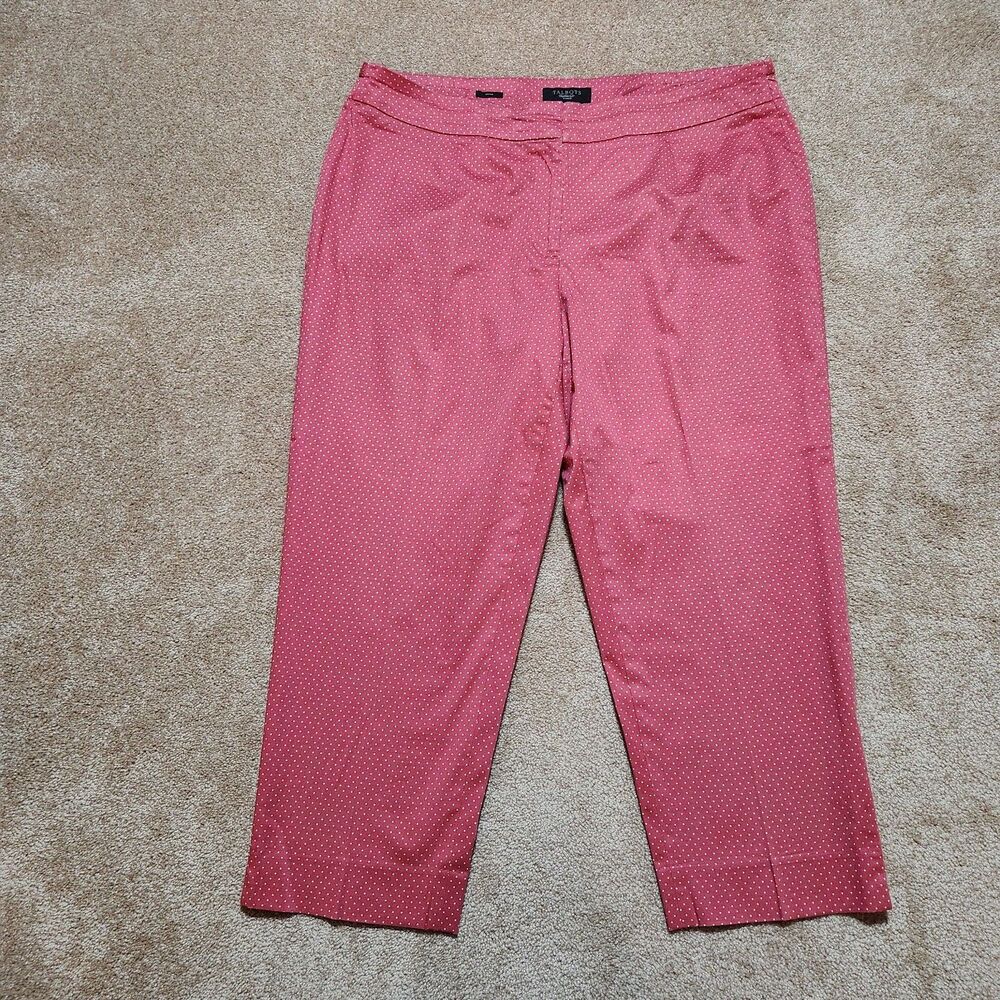 Talbots Pants Women 16W Pink Polka Dot High Rise Heritage Slim Straight